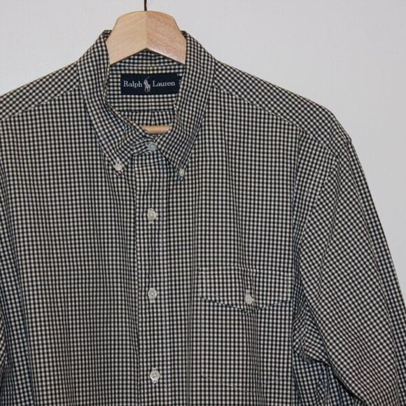 Ralph Lauren Black & White Check Front Pocket Button Down Shirts Men’s Size L - Picture 3 of 11